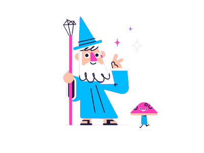Wizard Beside a Mushroom Image